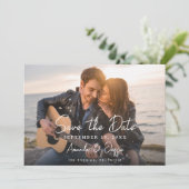 Foto - Horizontale Handschrift Save the Date 3 Einladung (Stehend Vorderseite)