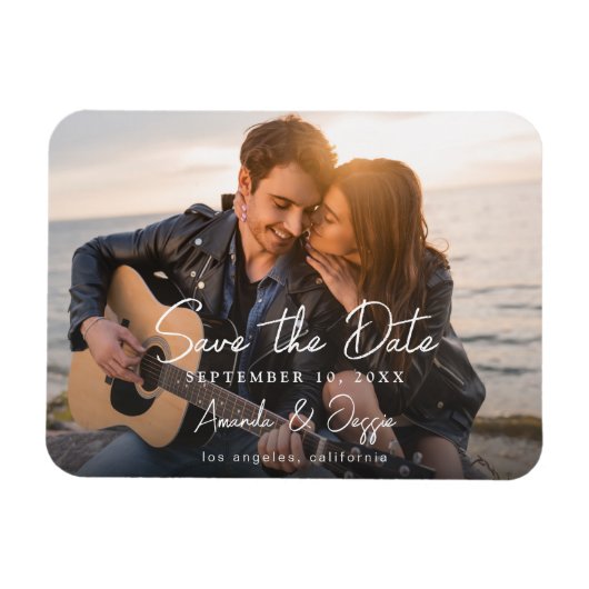 Foto - Horizontale Handschrift Save the Date 3 Magnet (Horizontal)