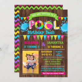 Foto Hot Pink Pool Geburtstagsbash kombiniert Part Einladung