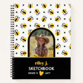 Foto Hummel & Gelbe Herzen Kinder-Skizzenbuch Notizblock (Vorderseite)
