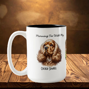 Foto Hund Cocker Spaniel Personalisieren Zweifarbige Tasse