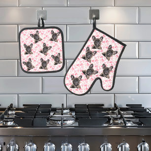 Foto Hund Katze Benutzerdefiniertes Gesicht Porträ Ofenhandschuh & Topflappen-Set