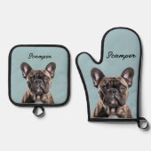 Foto Hund Katze individuelles Monogramm Ofenhandschuh & Topflappen-Set (Vorderseite)