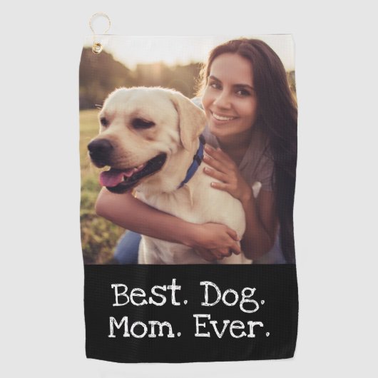 Foto Hund Personalisiert Beste Hund-Mama je Schwar Golfhandtuch (Vorderseite)