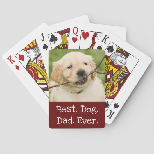 Foto Hund Personalisiert Bester Hund Vater je rot Spielkarten (Rückseite)
