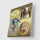 Foto-Hundein der erinnerungsgoldcollage des Quadratische Wanduhr (Winkel)