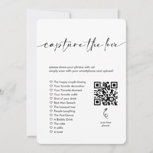 Foto Hunt I Spy Wedding Game Capture the Liebe QR Einladung (Vorderseite)