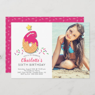 Foto Ice Cream 6. Geburtstag Einladung