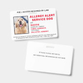 Foto-ID-Abzeichen des Allergiewarndienstes Ausweis (Vorder- & Rückseite)