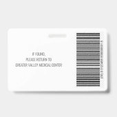 Foto-ID-Abzeichen des Krankenhauses mit Barcode Ausweis (Rückseite)