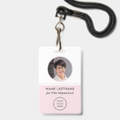 Foto-ID-Abzeichen für Angestellte Pink Ausweis (Vorderseite mit Lanyard)