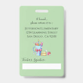 Foto-ID-Abzeichen für Aquarellkunstlehrer Ausweis (Back)