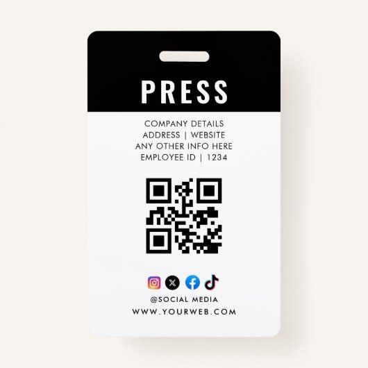 Foto-ID-Abzeichen für Journalisten Ausweis (Rückseite)