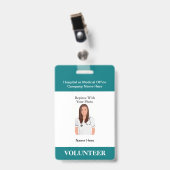 Foto-ID-Abzeichen für medizinisches Freiwilligenpe Ausweis (Vorderseite mit Clip)