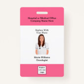 Foto-ID-Abzeichen für medizinisches Onkologie Ausweis (Rückseite)