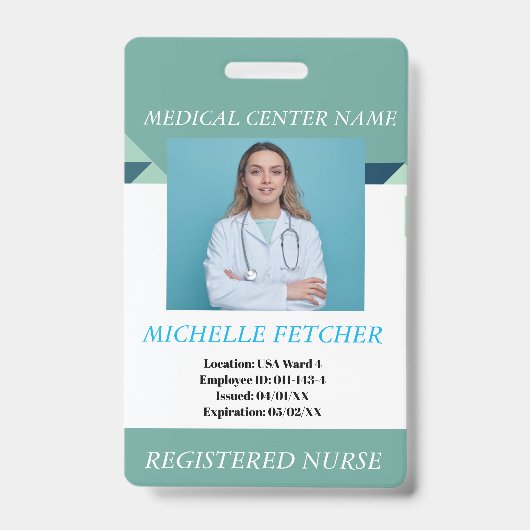 Foto-ID-Abzeichen für Mitarbeiter im Krankenhaus Ausweis (Vorderseite)