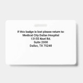 Foto-ID-Abzeichen für personalisierte Krankenhausm Ausweis (Back)