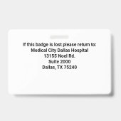 Foto-ID-Abzeichen für personalisierte Krankenhausm Ausweis (Back)