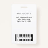 Foto-ID-Abzeichen für personalisierte Mediziner Ausweis (Rückseite)