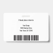 Foto-ID-Abzeichen für personalisierte Mediziner Ausweis (Back)