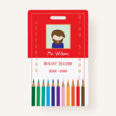 Foto-ID-Abzeichen für Red and White Custom Teacher Ausweis (Vorderseite)