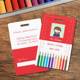 Foto-ID-Abzeichen für Red and White Custom Teacher Ausweis