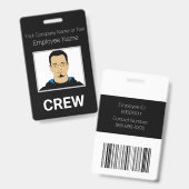 Foto-ID-Abzeichen für Schwarz-Weiß-Crew Ausweis (Vorder- & Rückseite)