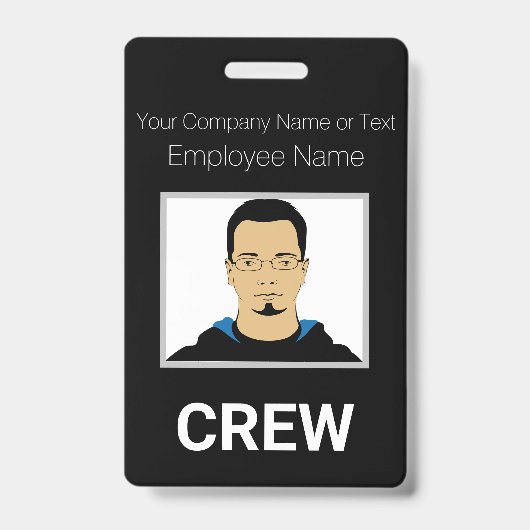 Foto-ID-Abzeichen für Schwarz-Weiß-Crew Ausweis (Vorderseite)