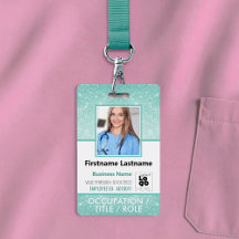 Foto-ID-Barcode-Logo Aqua Blue Glitzer Name