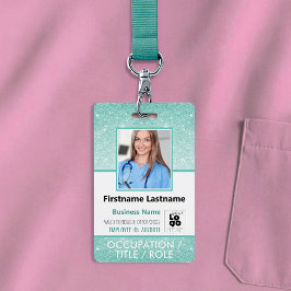 Foto-ID-Barcode-Logo Aqua Blue Glitzer Name Ausweis