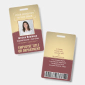 Foto-ID-Barcode-Logo Burgundy Gold Curve Ausweis (Vorder- & Rückseite)