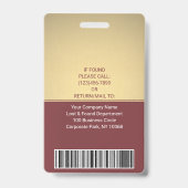 Foto-ID-Barcode-Logo Burgundy Gold Curve Ausweis (Rückseite)