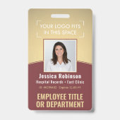 Foto-ID-Barcode-Logo Burgundy Gold Curve Ausweis (Vorderseite)