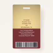 Foto-ID-Barcode-Logo Burgundy Gold Curve Ausweis (Rückseite)
