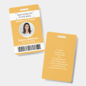 Foto-ID-Barcode-Logo Gelbe Zugangspass für Mitarbe Ausweis (Front & Back)