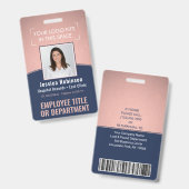 Foto-ID-Barcode-Logo Navy & Pink Curve Ausweis (Vorder- & Rückseite)