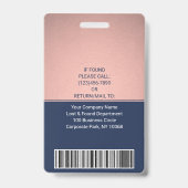 Foto-ID-Barcode-Logo Navy & Pink Curve Ausweis (Rückseite)