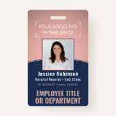 Foto-ID-Barcode-Logo Navy & Pink Curve Ausweis (Vorderseite)