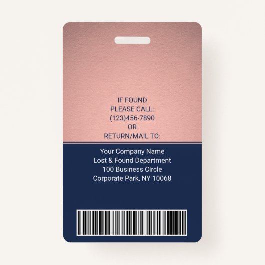 Foto-ID-Barcode-Logo Navy & Pink Curve Ausweis (Rückseite)