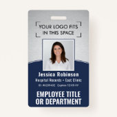 Foto-ID-Barcode-Logo Navy Silver Curve Ausweis (Vorderseite)