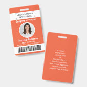 Foto-ID-Barcode-Logo Orange Access Pass Ausweis (Vorder- & Rückseite)