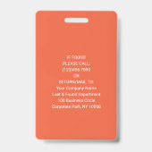 Foto-ID-Barcode-Logo Orange Access Pass Ausweis (Rückseite)