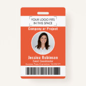 Foto-ID-Barcode-Logo Orange Access Pass Ausweis (Vorderseite)