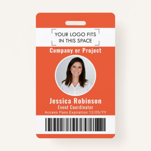 Foto-ID-Barcode-Logo Orange Access Pass Ausweis (Vorderseite)