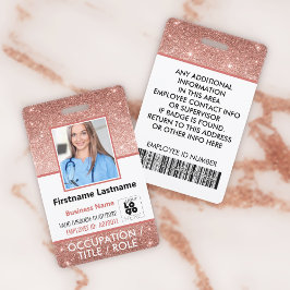 Foto-ID Barcode-Logo Rose Gold Glitzer Name Ausweis