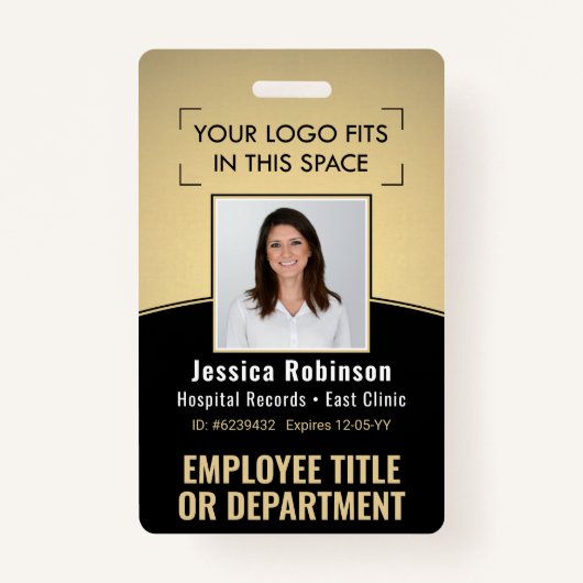 Foto-ID-Barcode-Logo Schwarz & Gold-Kurve Ausweis (Vorderseite)