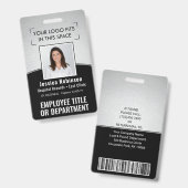 Foto-ID-Barcode-Logo Silver Black Curve Ausweis (Vorder- & Rückseite)