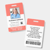 Foto-ID Barcode-LogoLiving Coral Pink Name Ausweis (Vorder- & Rückseite)