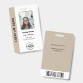 Foto-ID Beige für Firmenmitarbeiter Ausweis (Vorder- & Rückseite)