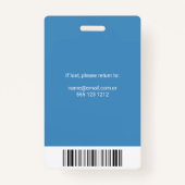 Foto ID Blau des Angestellten im Gesundheitswesen Ausweis (Rückseite)